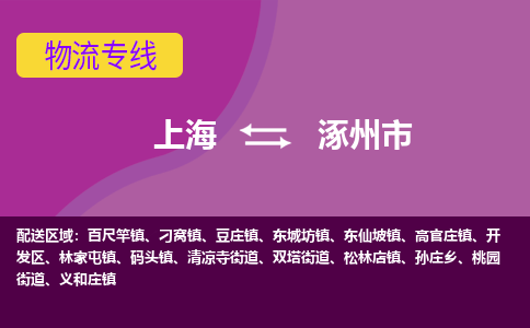 上海到涿州市物流公司+物流专线、天天发车