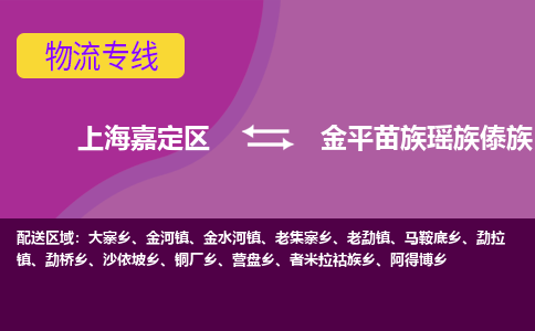 上海嘉定区到金平苗族瑶族傣族自治县物流公司+物流专线、天天发车